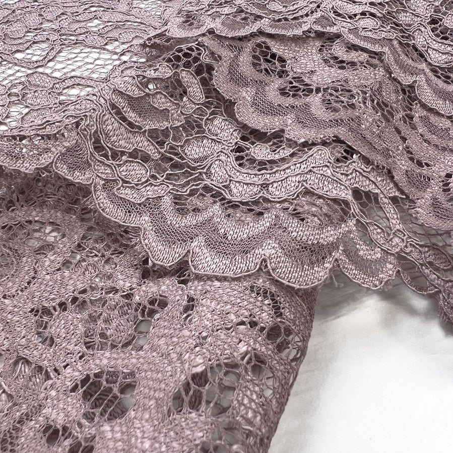 Remnant - Double Scallop Lace - Dusky Pink (3m)