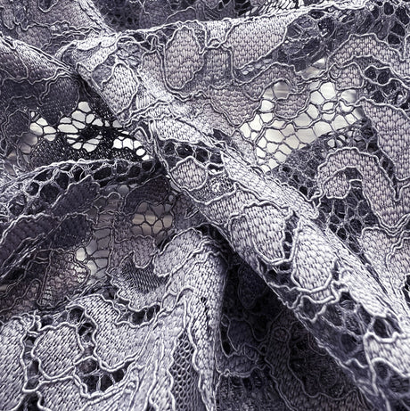 Floral Corded Polyester Lace Dress Fabric Lace Grey