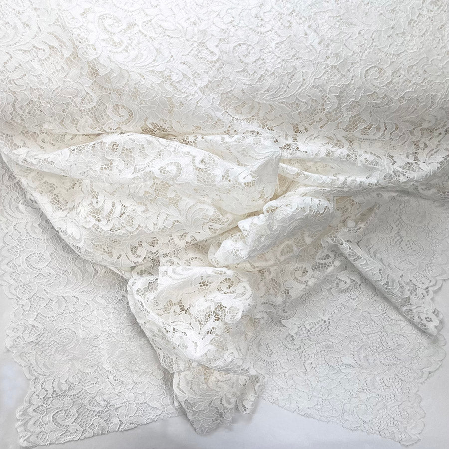 Floral Corded Dressmaking Fabric | Double Scallop Lace