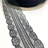 Polyester Flat Lace Trim - Daisy - Black