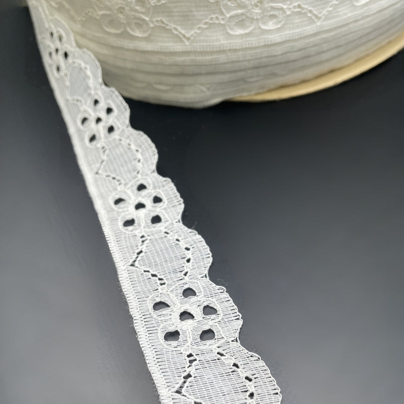 Polyester Flat Lace Trim - Sarah - White