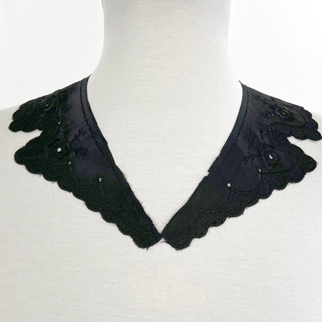 Floral Satin Embroidered Collar Downton Abbey Violet Black