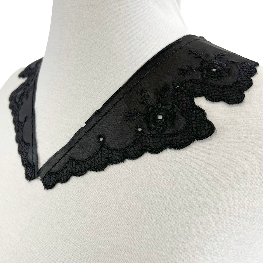 Satin Embroidered Collar - Downton Abbey - Violet - Black