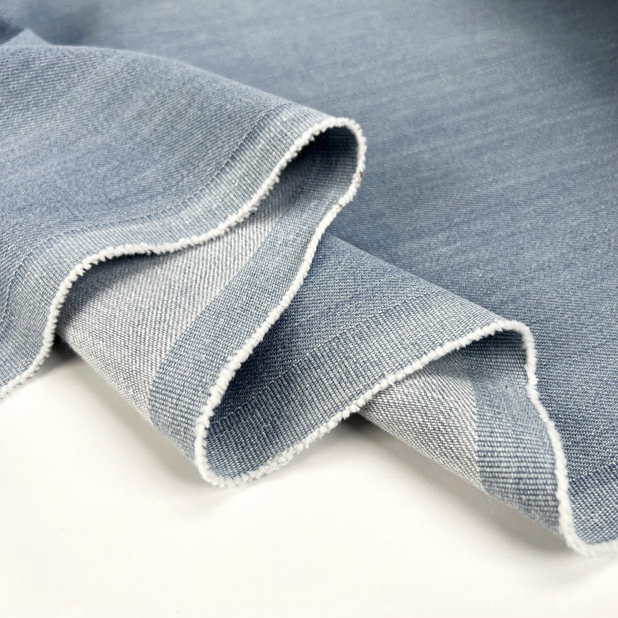 Florence Denim 11 5oz Pale Blue Cotton Elastane Italian Deadstock Fabric Fold