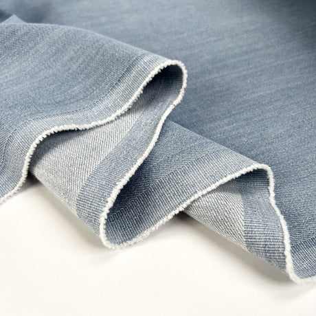 Florence Denim 11 5oz Pale Blue Cotton Elastane Italian Deadstock Fabric Fold