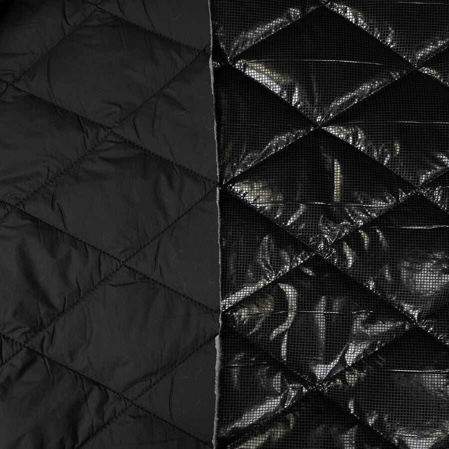 Foil Quilting Black Polyester Wadded Diamond Coating Fabric