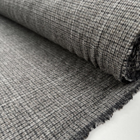 For All Seasons Grey Wool Small Check Italian Suiting Fabric Roll