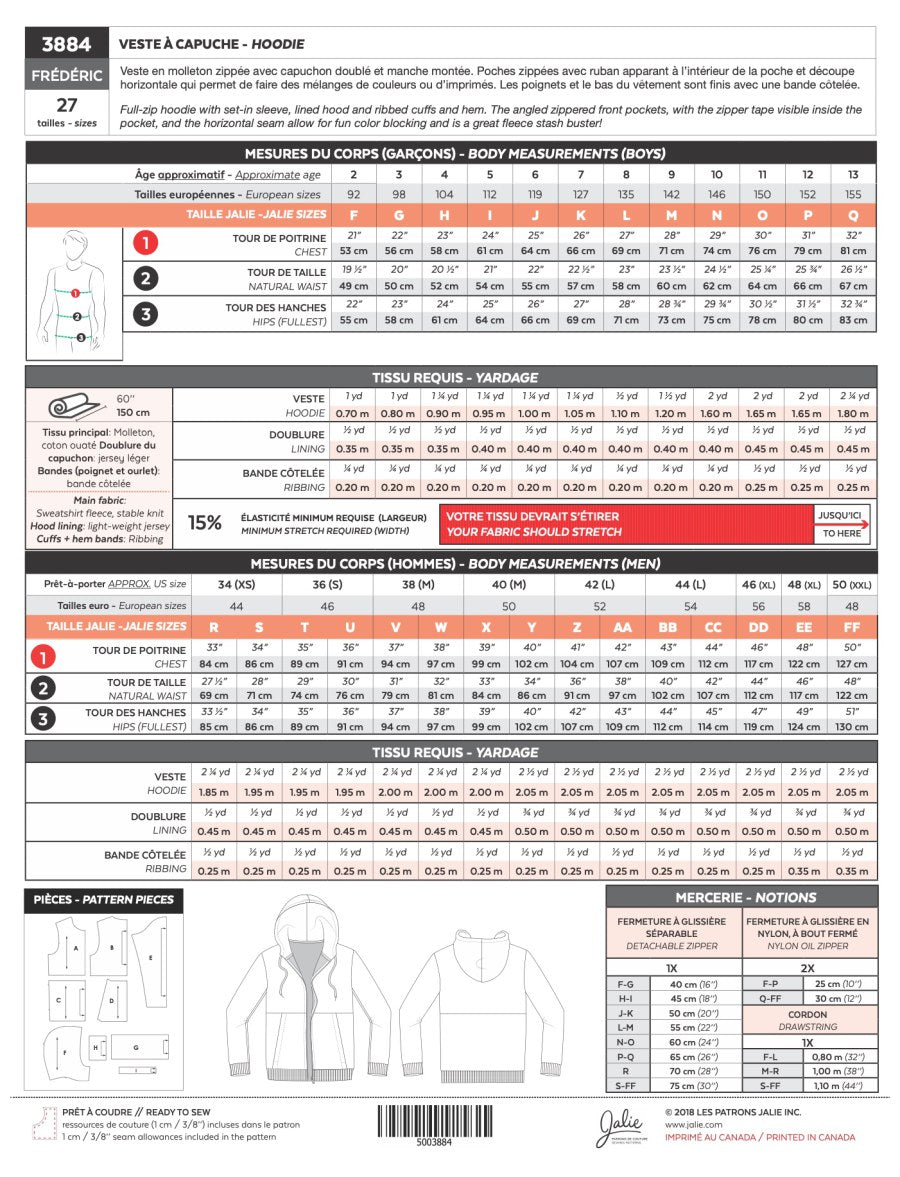 Jalie - Men's/Boys Frederic Hoodie Pattern
