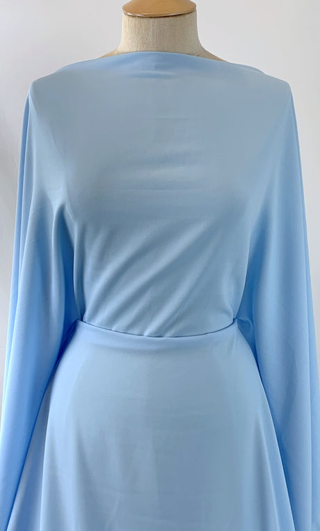 French Crepe Smooth Baby Blue Polyester Crepe Suiting Fabric M4