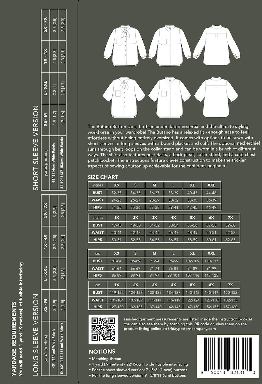 Friday Pattern Company - Butano Button Up Pattern