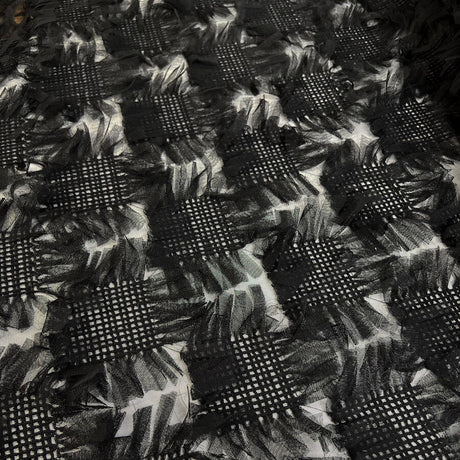 Frills And Frocks Black Polyester Check Net Square Pattern Fabric Roll