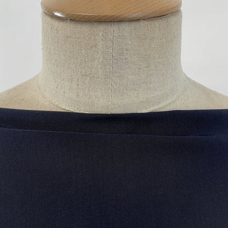 Front Page Navy Soft Polyester Peachskin Dress Fabric Neck