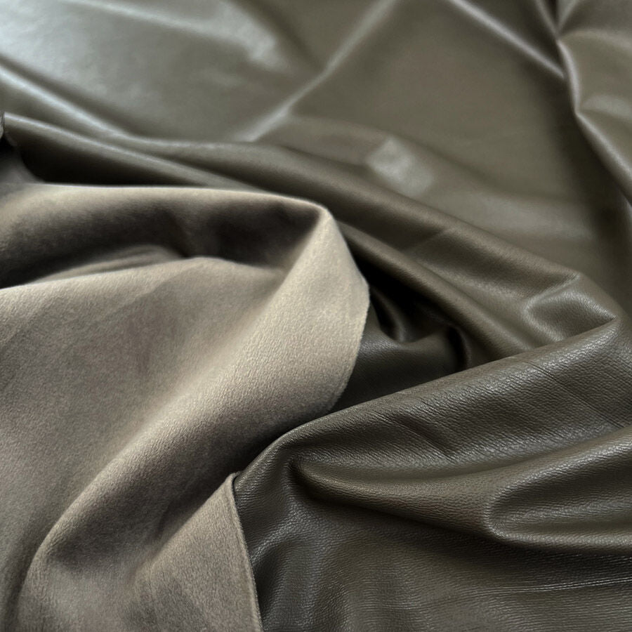 Fur Backed Faux Leather - Olive