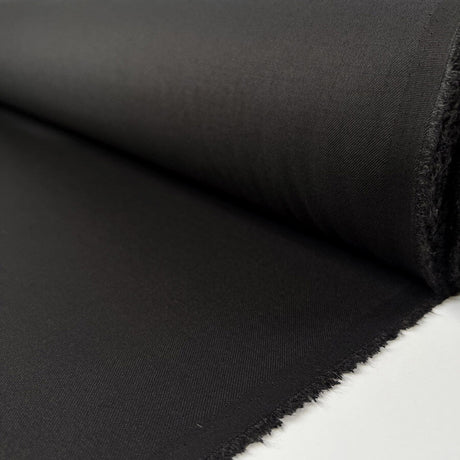 Fuss And Bother Black Polyester Viscose Wool Elastane Suiting Fabric Roll
