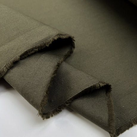Gabardine Esercito Cotton Green Woven Plain Trouser Fabric Fold