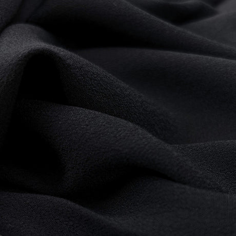 Gardinia Black Plain Lightweight Dressmaking Fabric Viscose Crepe Black Cu2