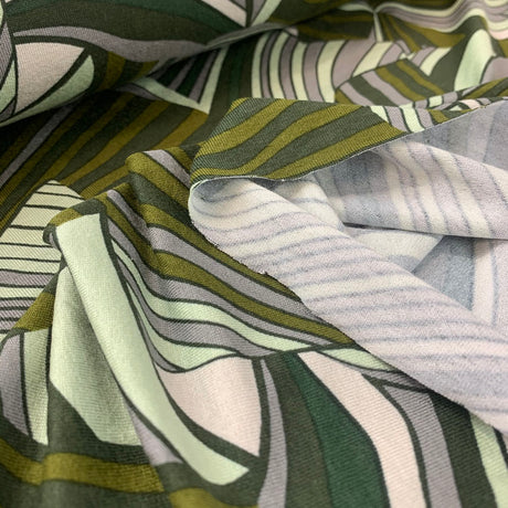 Geo Jane Stripe Viscose Jersey Green Folds
