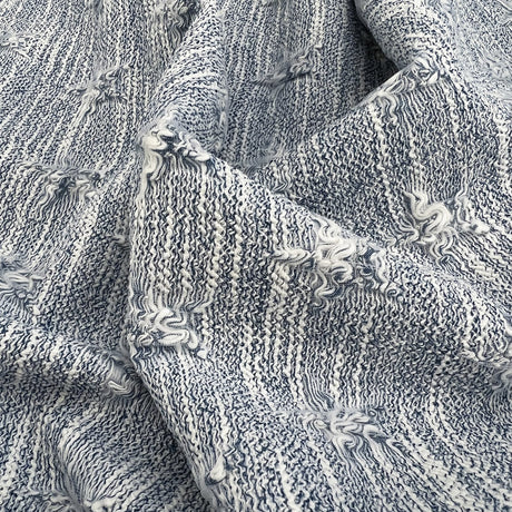 Get Plucked Blue Polyester Cotton Elastane Jacquard Jersey Coating Fabric