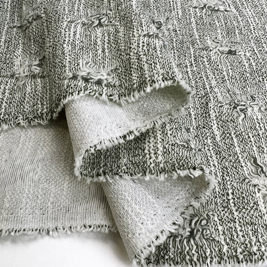 Get Plucked Green Polyester Cotton Elastane Jacquard Jersey Coating Fabric Fold