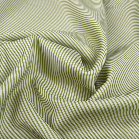 Gin And Lime Green White Stripe Lyocell Woven Shirting Fabric