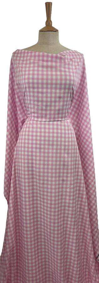 Gingham Blush Pink White Check Viscose Dress Shirt Fabric Mannequin
