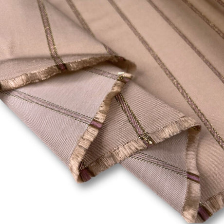 Gold Strike Viscose Polyamide Stripe Pink Italian Dress Fabric Fold