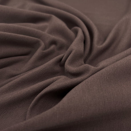 Gots Organic French Terry Dusty Plum Cotton Elastane Knitted Plain Jersey Fabric