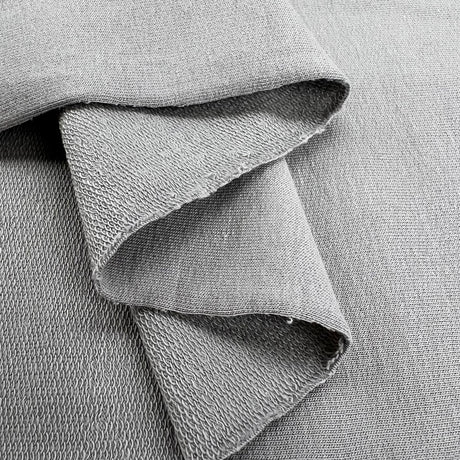 Gots Organic French Terry Grey Cotton Elastane Knitted Plain Jersey Fabric Fold