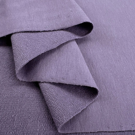 Gots Organic French Terry Lavender Cotton Elastane Knitted Plain Jersey Fabric Fold