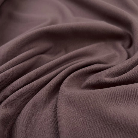 Gots Organic French Terry Mauve Cotton Elastane Knitted Plain Jersey Fabric