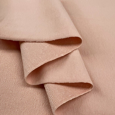 Gots Organic French Terry Pale Peach Cotton Elastane Knitted Plain Jersey Fabric Fold
