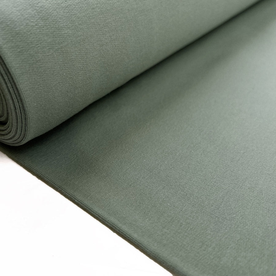 Gots Organic French Terry Sage Cotton Elastane Knitted Plain Jersey Fabric Bolt