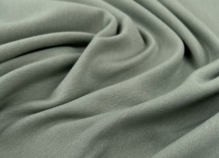 Gots Organic French Terry Sage Cotton Elastane Knitted Plain Jersey Fabric