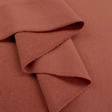 Gots Organic French Terry Salmon Cotton Elastane Knitted Plain Jersey Fabric Fold