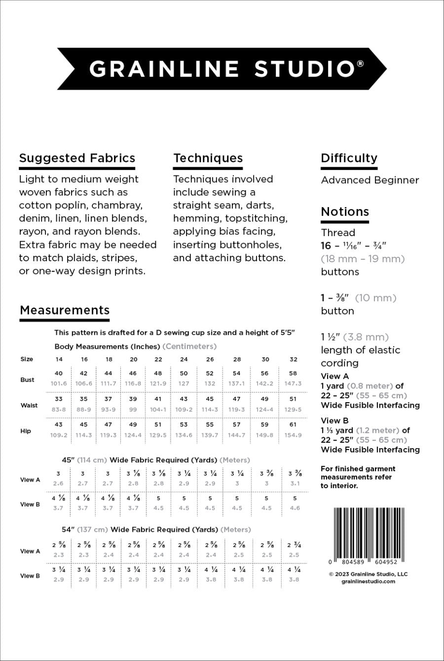 Grainline Studio - Austin Dress Pattern (US 14-32)