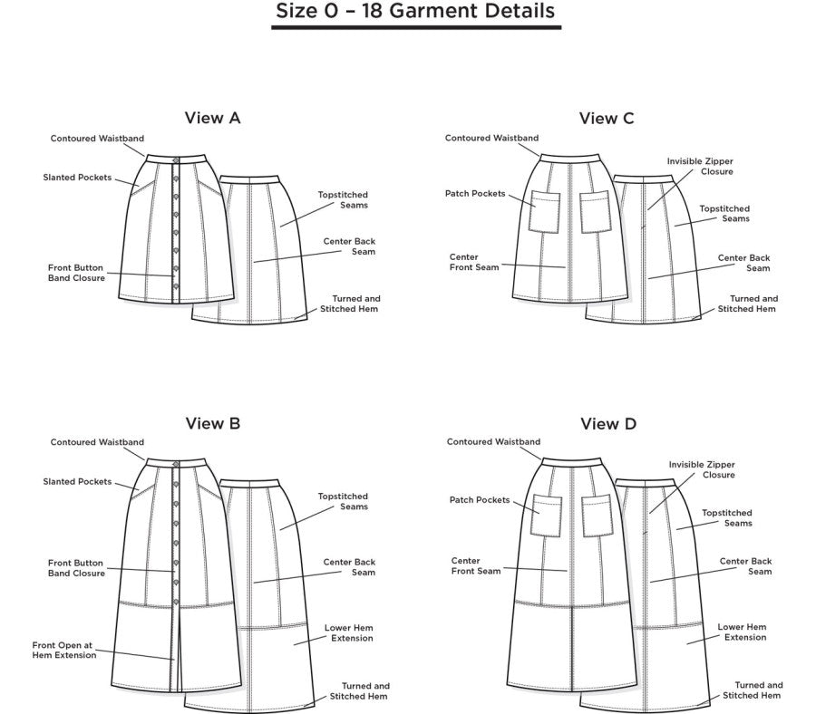 Grainline Studio - Reed Skirt Pattern (US 0-18)