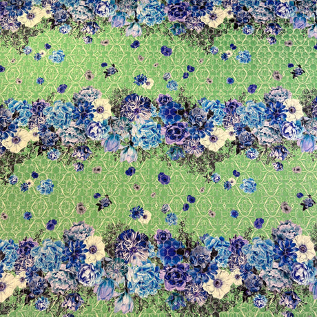Green Blue Floral Cotton Fabric Both Sides Now Print