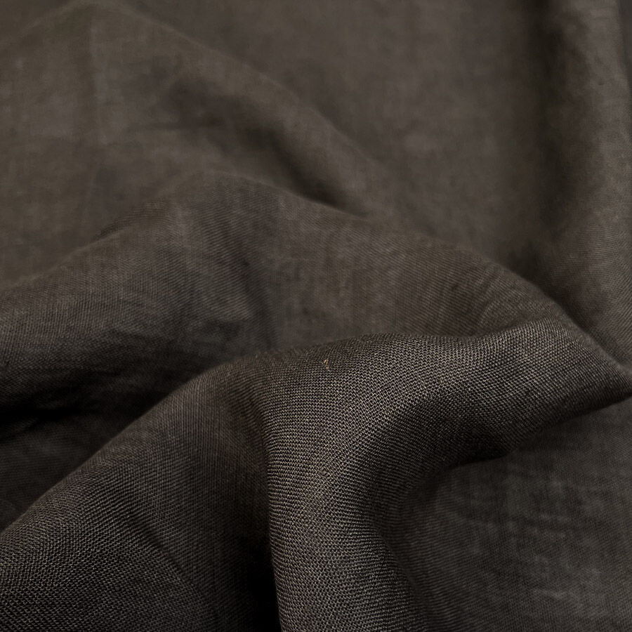 Grigio Linen Italian Brown Plain Woven Shirting Fabric