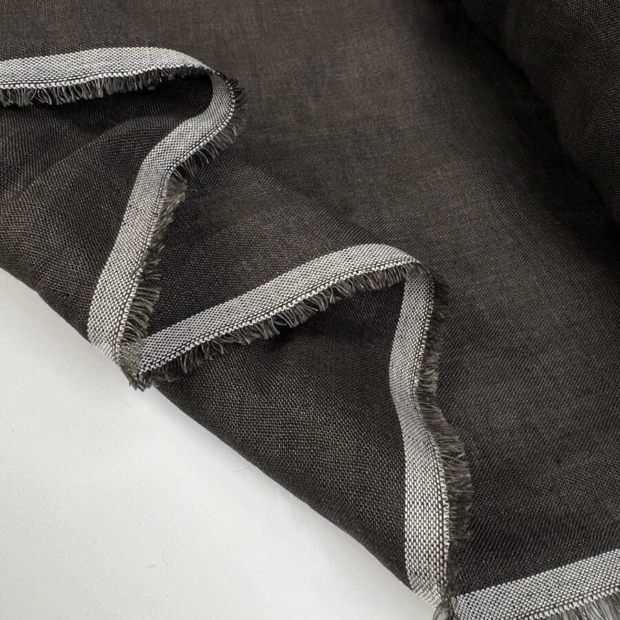 Grigio Linen Italian Brown Plain Woven Shirting Fabric Fold