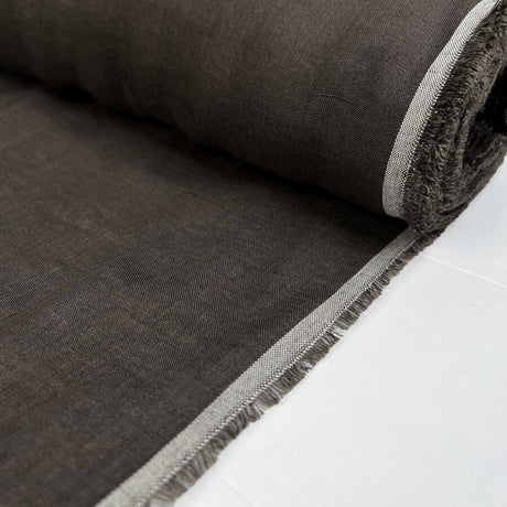 Grigio Linen Italian Brown Plain Woven Shirting Fabric Roll