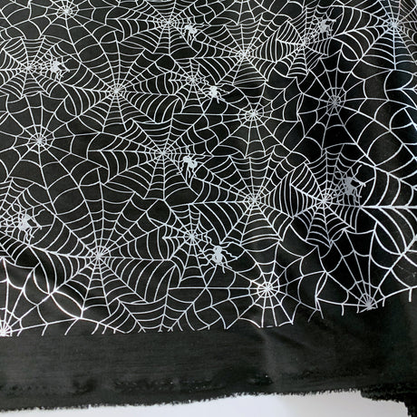 Halloween Web Black Silver Polyester Fabric R1 2