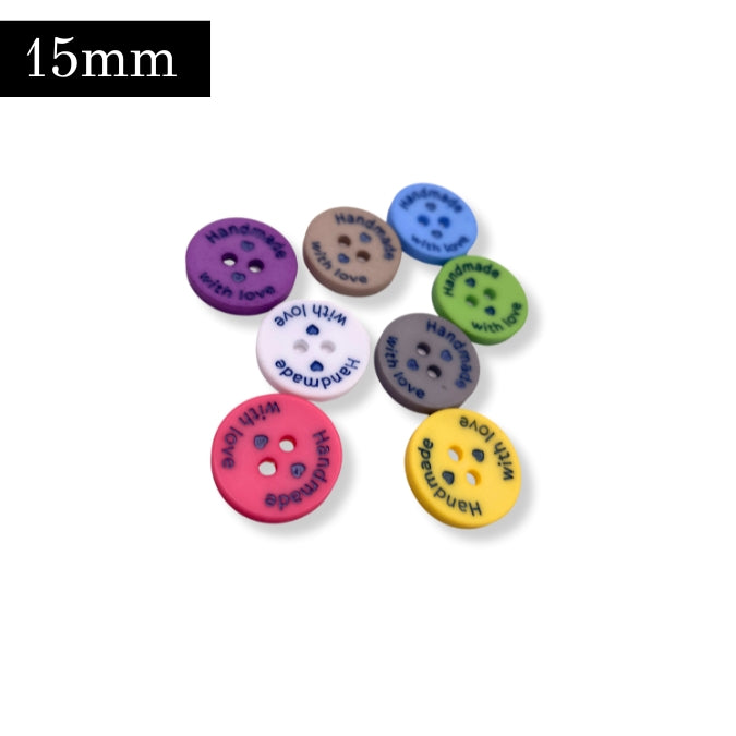 Handmade With Love Buttons 15Mm