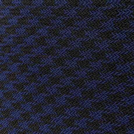 Hanging Out Stunning Wool Twill Crepe Designer Dress Fabric Royal Black Hounds Tooth Close Up
