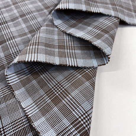 Heavy Cotton Suiting Fabric Pale Blue Brown Patrick Fold2