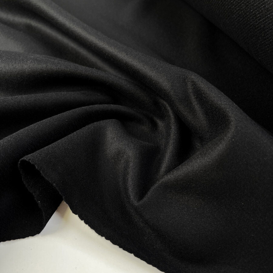 Hidden Depths Wool Polyamide Black Italian Coating Fabric