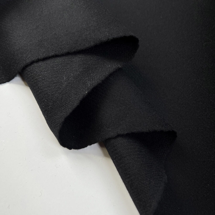 Hidden Depths Wool Polyamide Black Italian Coating Fabric Fold