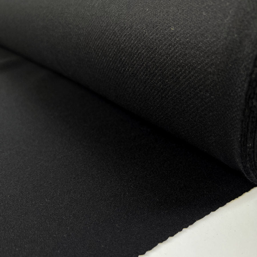 Hidden Depths Wool Polyamide Black Italian Coating Fabric Roll