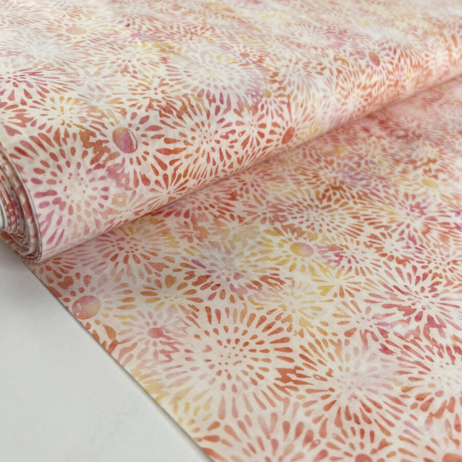 Hoffman Bali Cotton Lawn Creamsicle Pink White Abstract Indonesian Fabric Bolt