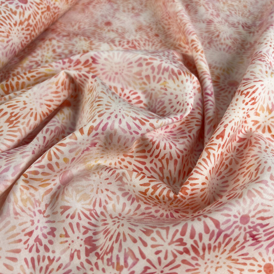 Hoffman Bali Cotton Lawn Creamsicle Pink White Abstract Indonesian Fabric