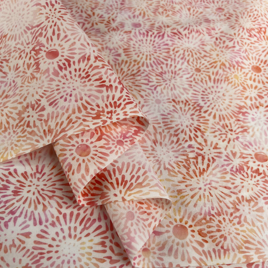 Hoffman Bali Cotton Lawn Creamsicle Pink White Abstract Indonesian Fabric Fold
